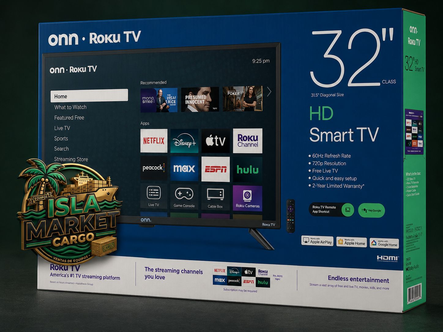onn Smart TV Roku 720P HD de 32” Clase, 100012589