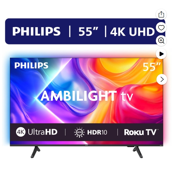 Philips Clase de 55" 4K UHD Ambilight Roku Smart TV (55PUL7875/F7)