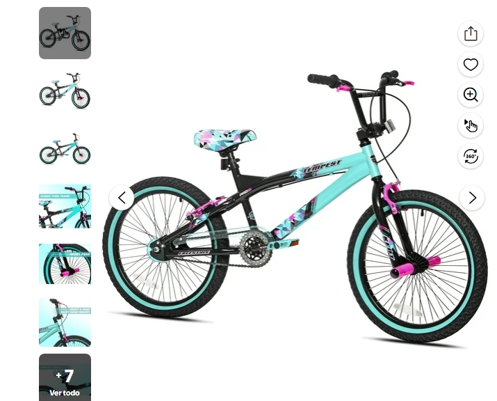Bicicleta BMX Kent Tempest de 20", para Ciclistas de 4'2" - 5', Negro/agua, Infantil, Unisex