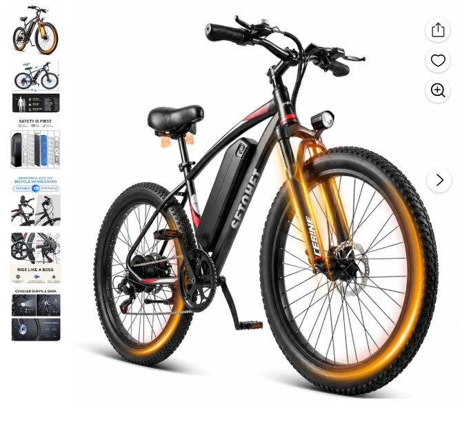 Bicicleta Eléctrica de 26 para Adultos, Potente Bicicleta Eléctrica de Pico 1200W