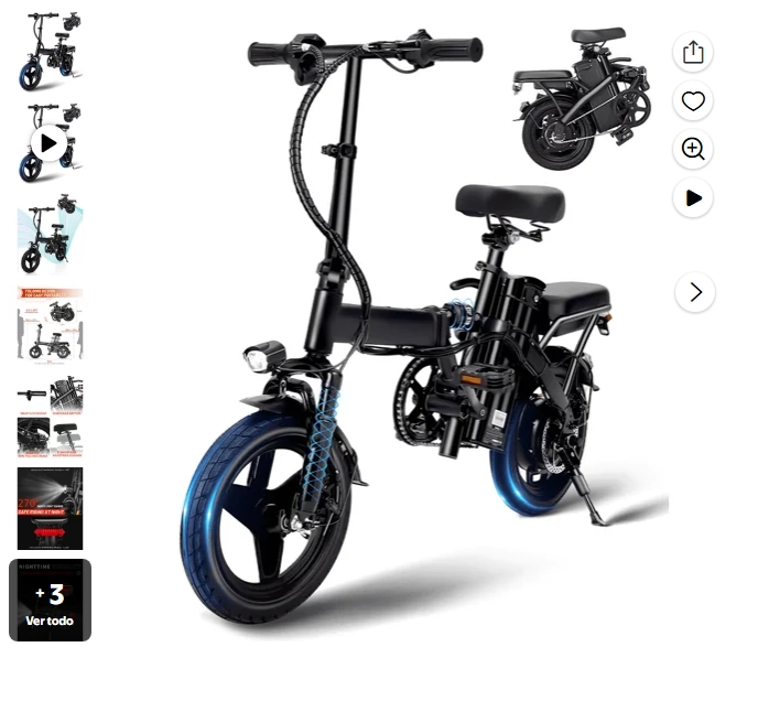 APYEAR Bicicleta Eléctrica Plegable de 14" 20 Millas, Bicicleta Eléctrica de 500W Pico para Adultos,