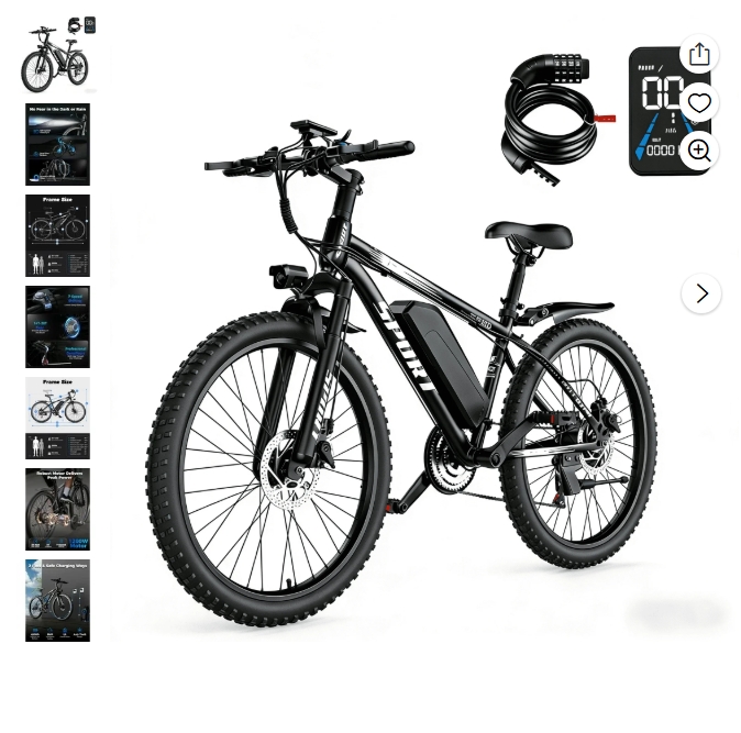 AZHAR G29 Bicicleta Eléctrica para Adultos, Bicicleta de Montaña Eléctrica de Llanta Ancha 26 X 4.0, 750w,
