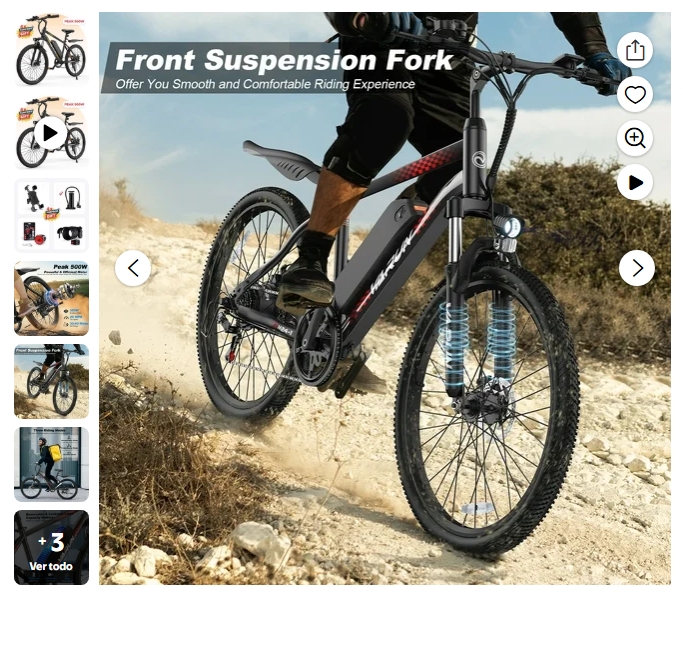 VARUN Bicicleta Eléctrica de 24" para Adultos, Motor de 350W, 20MPH,