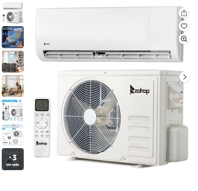 Ktaxon 9000BTU/19SEER2 Aire Acondicionado Dividido con Enfriamiento/calefacción 9000BTU