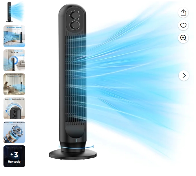 Ventilador de Torre, Ventilador Oscilante de Pie de 31" para el Hogar