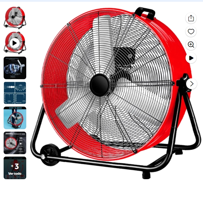 Industrial Ventilador de 24 Pulgadas, Tambor Resistente, 3 Velocidades