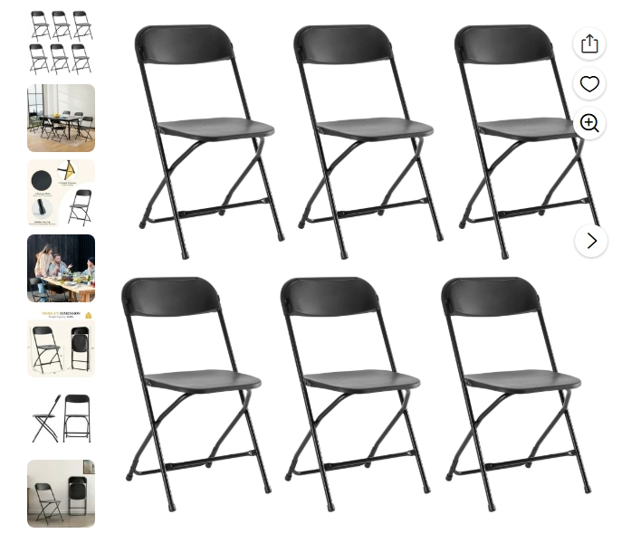 CONCETTA 6 Pzas Silla Plegable de Plástico Silla de Actividad Interior Exterior Silla Plegable Ligera