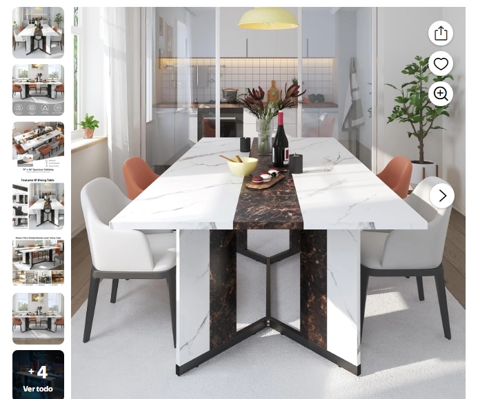 Mesa de Comedor Rectangular Grande de 71 Pulgadas para 6-8 Personas