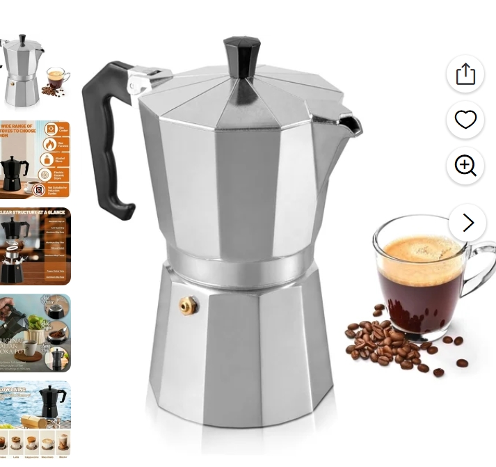 Cafetera Cubana de Aluminio de 12 Tazas Tipo Moka Pot