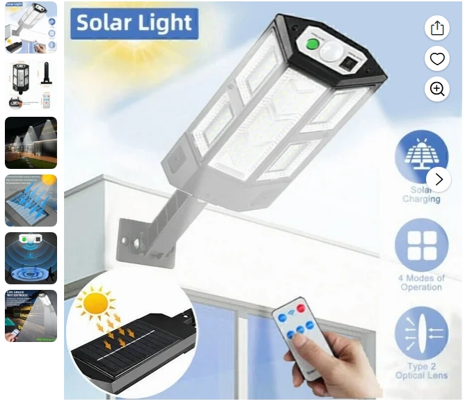 PURELY- Luz Lampara Luz Solar Luces de Calle 43 Sensor Led para Exterior Patio Jardín