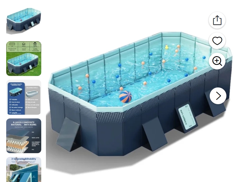 Hurber Piscina Plegable, Piscinas Grandes No Inflables para Adultos y Niños para Exteriores