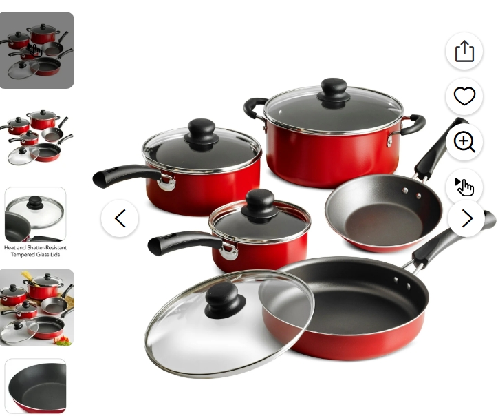 Tramontina 9-Piece Non-Stick Cookware Set, Champagne