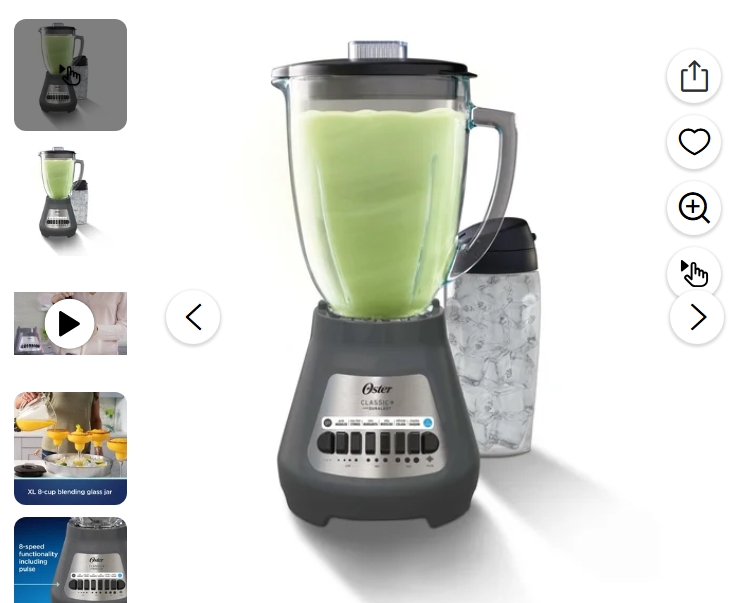 Oster Licuadora para Fiestas con Jarra XL de Capacidad para 8 Tazas y Vaso Blend-N-Go