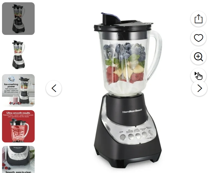 Hamilton Beach Wave Action Licuadora para Cocina, Frasco de 48 oz para Batidos