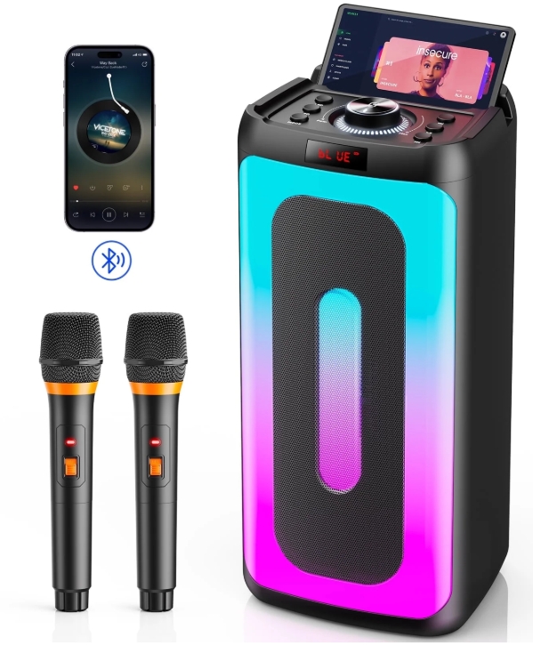 JYX Máquina de Karaoke para Adulto, Altavoz Bluetooth con Micrófono