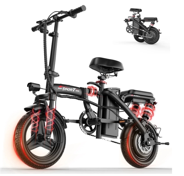 ASKGO Bicicleta Eléctrica para Adultos y Adolescentes, Ebike Plegable de Pico de 1200W, 25MPH y 30Miles