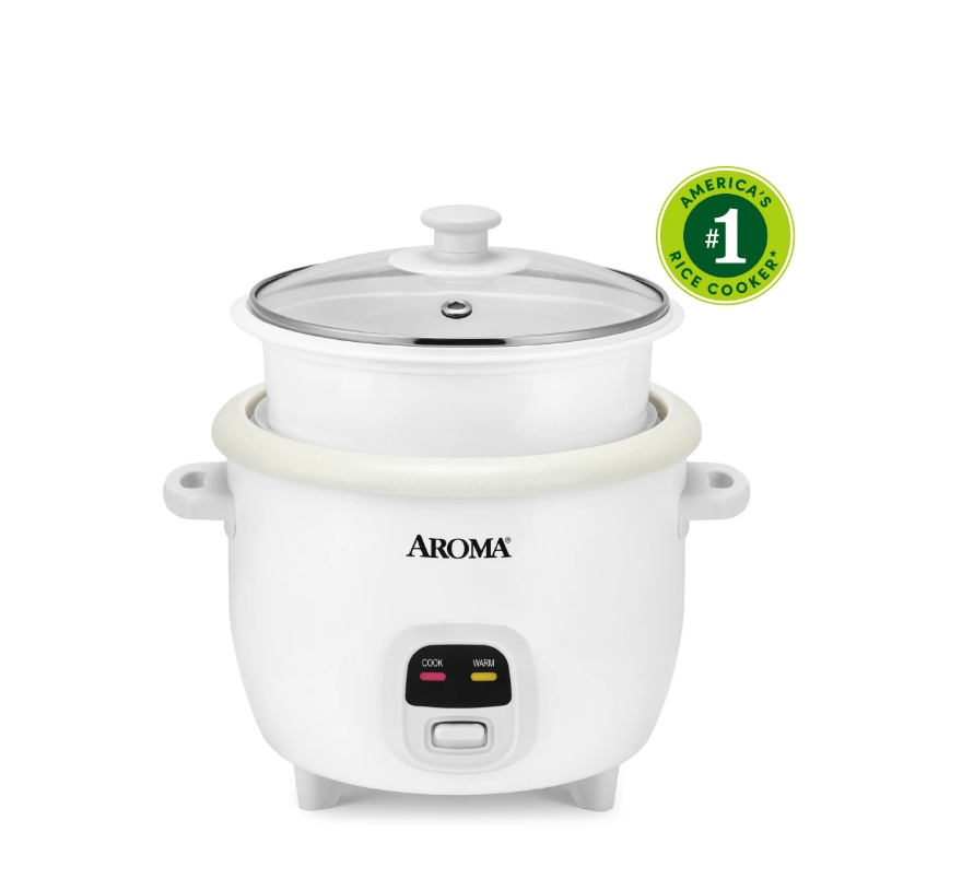 AROMA® Arrocera de 6 Tazas y Vaporizador de Alimentos con Cerámica