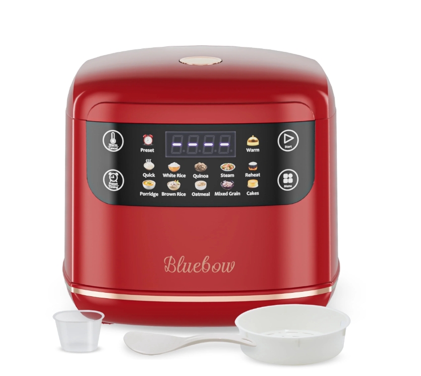 Bluebow Olla Arrocera Digital, Arrocera Pequeña de 6 Tazas/2.1 Qt, 10 Preajustes