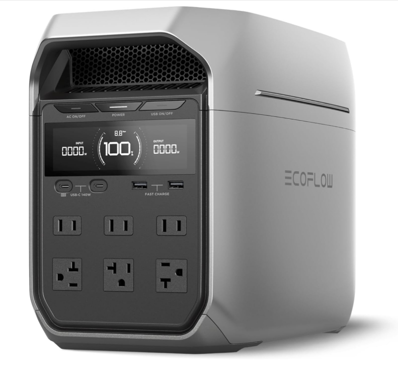 EF ECOFLOW Estación de energía portátil DELTA 3 Plus, batería LiFePO4 (LFP), 1800 W AC/140 W
