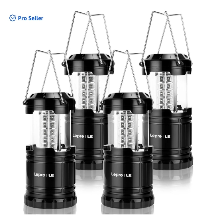 Lepro LED Linterna de Acampar Plegable, Paquete de 4, Súper Brillante, Luz de Acampar a Batería
