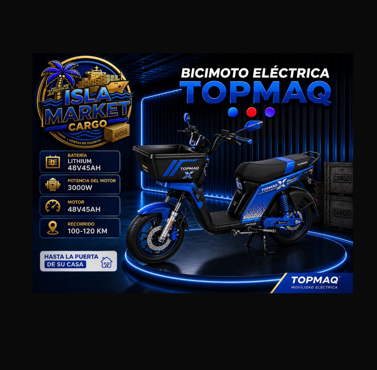 MOTOR 3000W-BATERIA 48V45 AMP-RECORRIDO 100-120KM