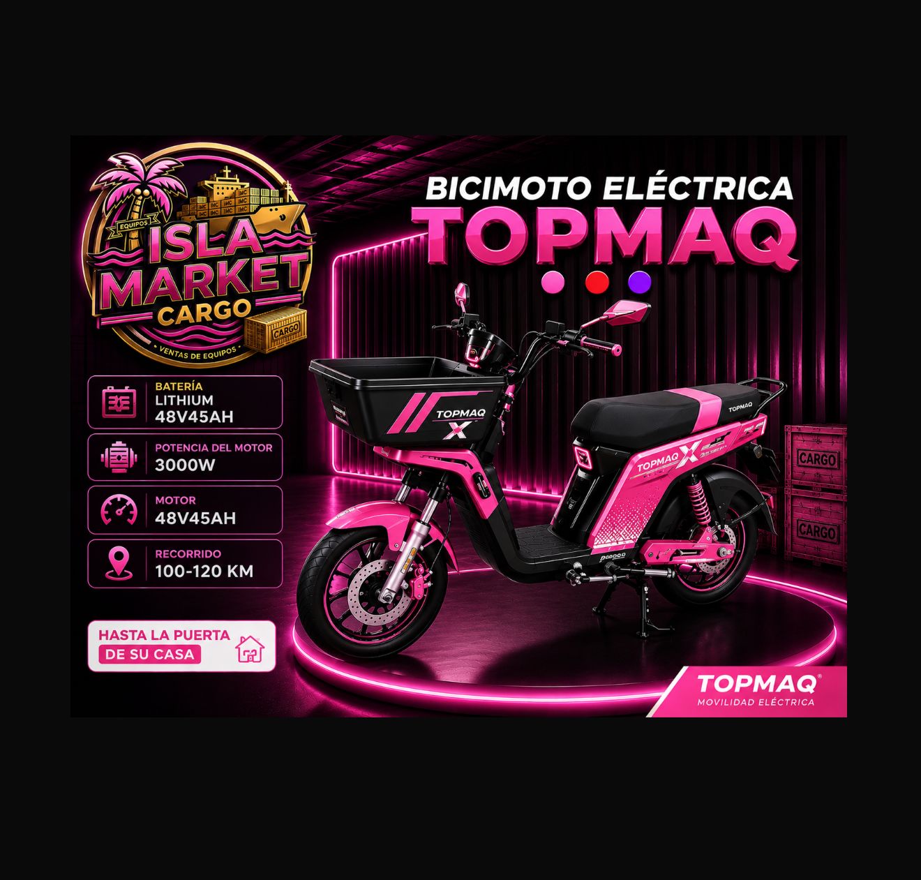 MOTOR 3000W-BATERIA 48V45 AMP-RECORRIDO 100-120KM