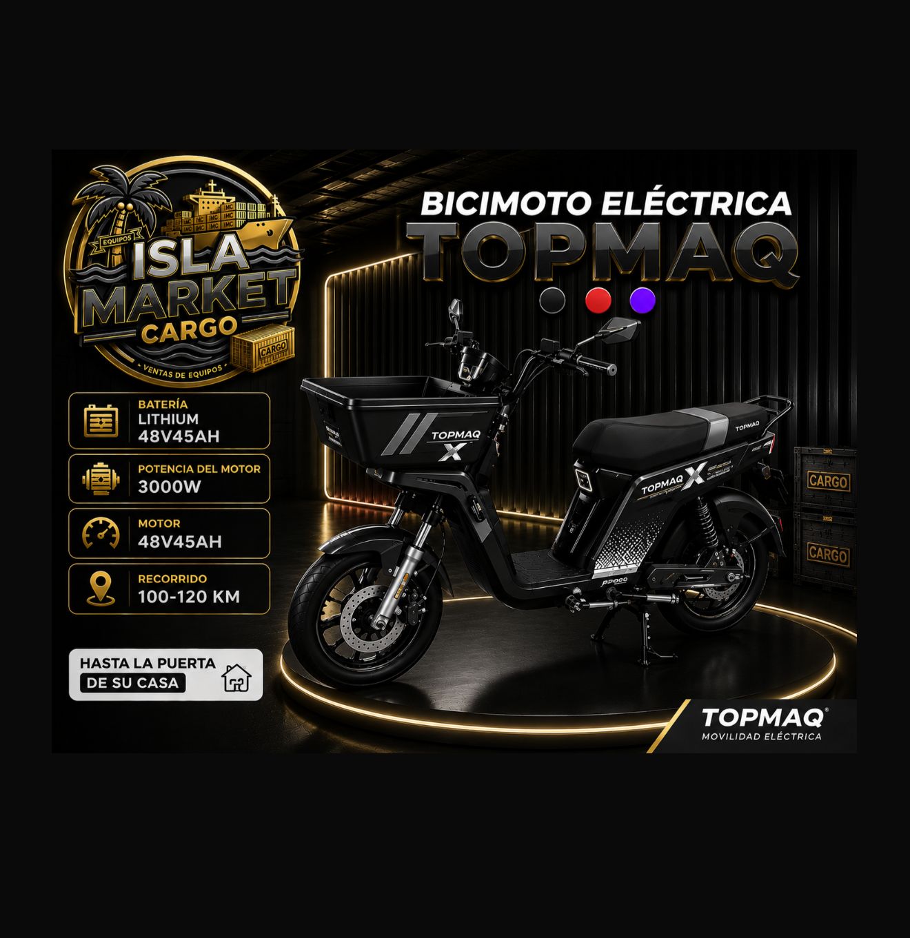 MOTOR 3000W-BATERIA 48V45 AMP-RECORRIDO 100-120KM