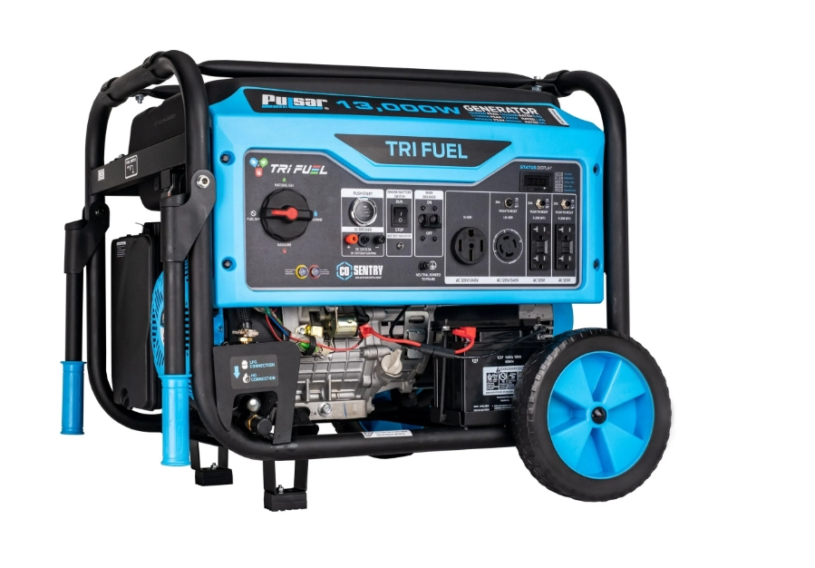 Pulsar Generador Portátil de Gasolina, Propano, Gas Natural de 13,000 Vatios Tri Fuel con Arranque Remoto