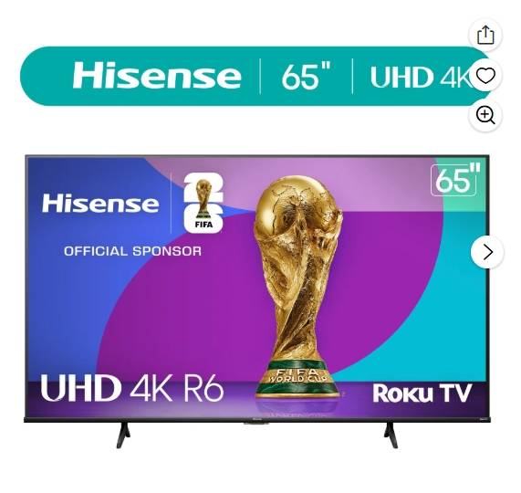 Hisense Clase de 65" 4K UHD LCD Roku Smart TV HDR Serie R6 65R6E4