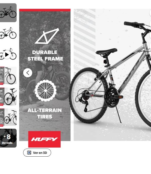 Huffy Bicicleta de Montaña Rock Creek de 24”, para Ciclistas de 58” - 70”, Gris, Juvenil, de Niño