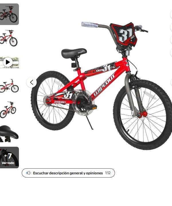 Dynacraft Wipeout Bicicleta BMX para Niños de 20", Roja, para Niños de 7-14 Años