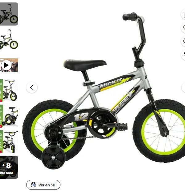 Huffy Bicicleta para Niños Rock It de 12", para Ciclistas de 37" - 42", Gris/verde, Juvenil, Niños