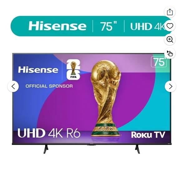 Hisense 75" Clase 4K UHD LED Roku Smart TV HDR 75R6E1