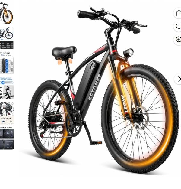 Bicicleta Eléctrica de 26 para Adultos, Potente Bicicleta Eléctrica de Pico 1200W