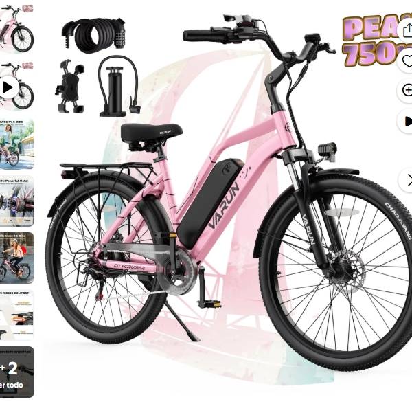 VARUN Bicicleta Eléctrica, EBike de 24" con Motor Pico de 750W, 