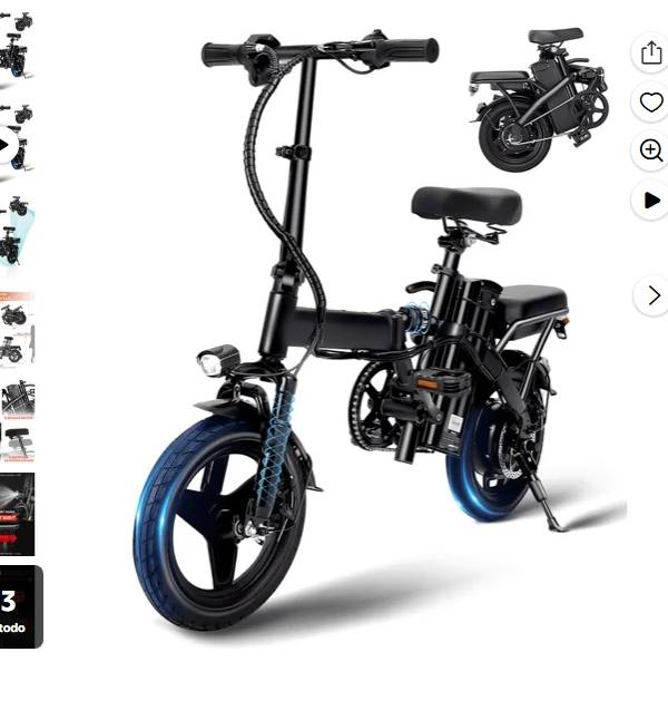 APYEAR Bicicleta Eléctrica Plegable de 14" 20 Millas, Bicicleta Eléctrica de 500W Pico para Adultos,