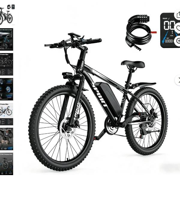 AZHAR G29 Bicicleta Eléctrica para Adultos, Bicicleta de Montaña Eléctrica de Llanta Ancha 26 X 4.0, 750w, 