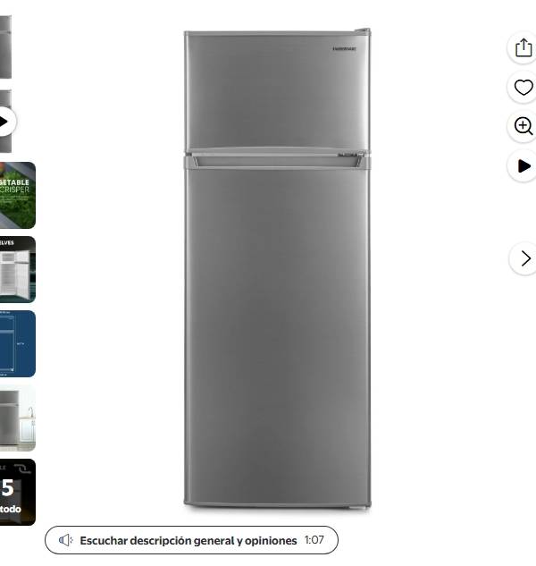 Farberware Refrigerador de 7.3 cu ft con Montaje Superior y Doble Puerta, Plateado