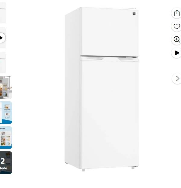 Kenmore Refrigerador de Montaje Superior de 7.5 Cu Ft con Congelador, Doble Puerta