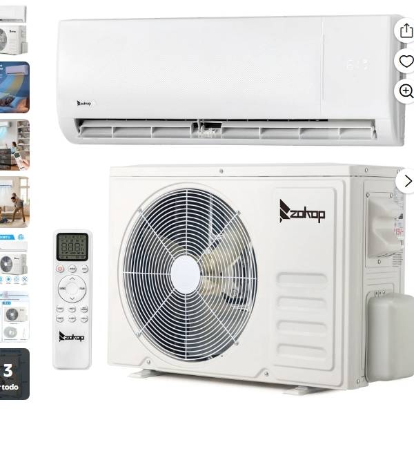 Ktaxon 9000BTU/19SEER2 Aire Acondicionado Dividido con Enfriamiento/calefacción 9000BTU