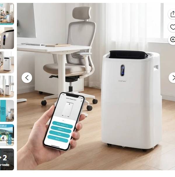 12000 Aire Acondicionado Portátil 4 en 1 BTU con Calor y Deshumidificador, Control por APP Smart WiFi