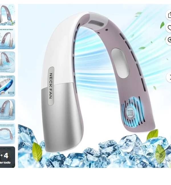 Ventilador de Cuello Portátil, Ventilador Personal Manos Libres con Ventilador sin Aspas Portátil de 5 Velocidades,