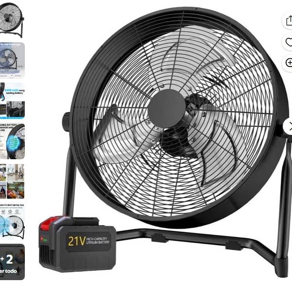 VAJIAZA 18” Industrial Fan , 5000CFM Floor Fan Rechargeable, Portable Outdoor Fan with Child Lock&Overheat Protection