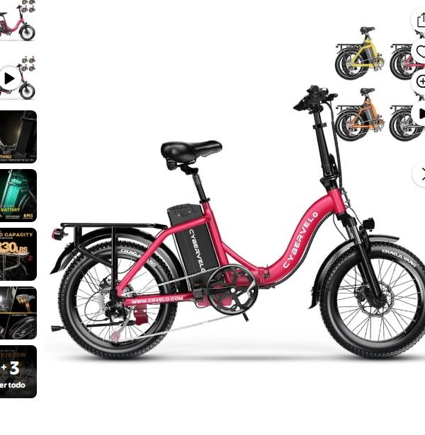 Cbvelo Bicicleta Eléctrica Plegable de 1000W, Batería Extraíble Grande de 48V , Alcance Máximo de 80 Miles