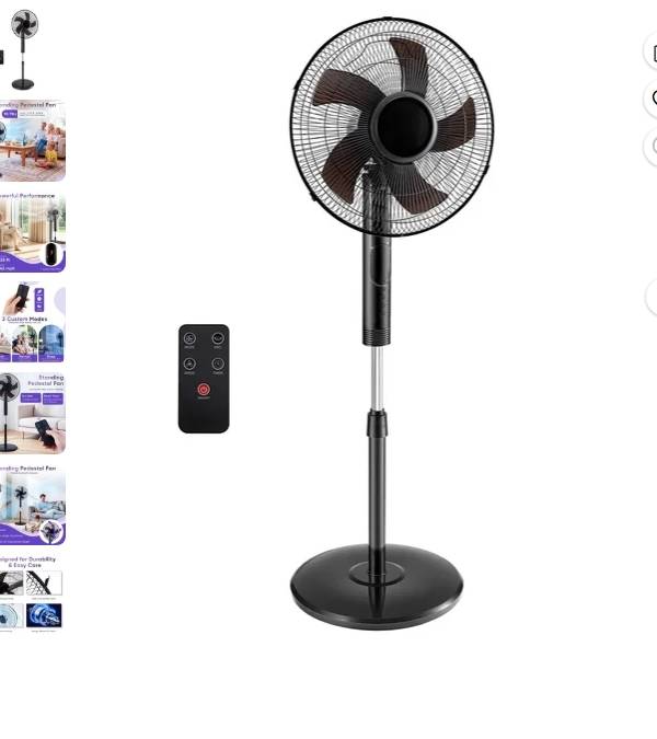 Gianna Ventilador de Pedestal Silencioso con Control Remoto, Ventilador de Piso de Pie para Dormitorio
