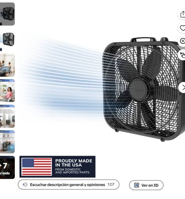 Lasko Ventilador de Caja de 20" Cool Colors de 3 Velocidades con Motor Resistente a la Intemperie, 