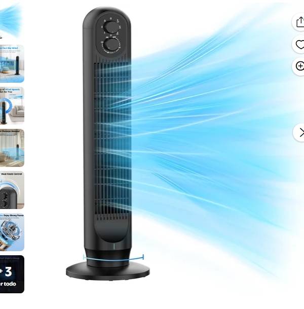 Ventilador de Torre, Ventilador Oscilante de Pie de 31" para el Hogar