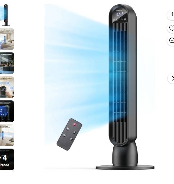 Ventilador de Torre para el Hogar, Ventilador de Piso de Pie de 36" con Control Remoto LED y Pantalla Táctil
