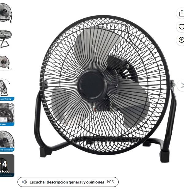 Mainstays Ventilador de Metal de Alta Velocidad de 9 Pulgadas con 3 Velocidades