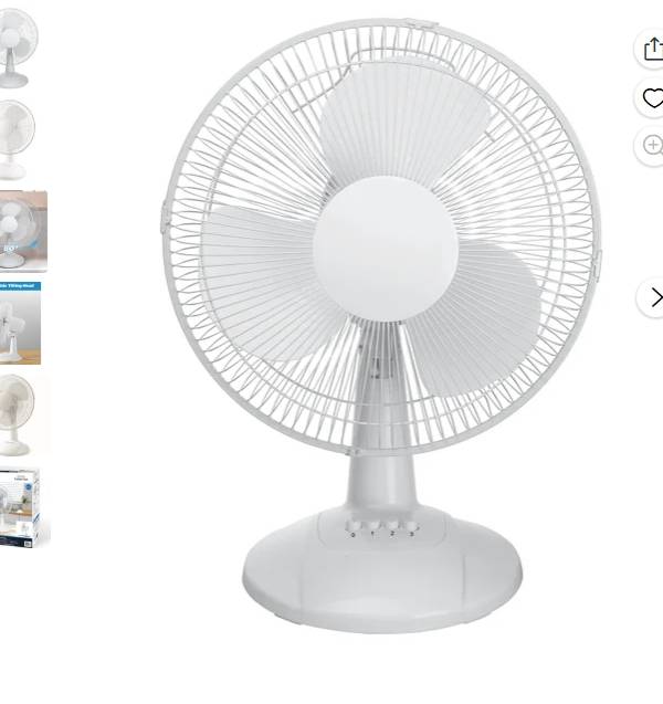 Mainstays Ventilador de Mesa Blanco de 12 Pulgadas con Velocidades Ajustables y Oscilación